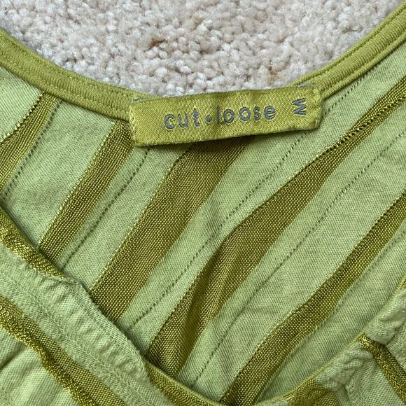 Green mesh striped tank top fairycore bohemian hippie - Picture 3 of 6